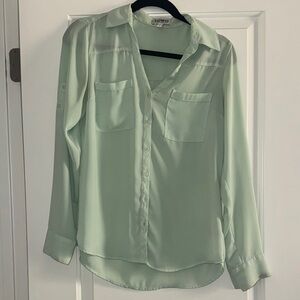 Express Light Green Button-Down Shirt